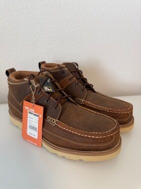 Twisted X Boot Barn Brown Leather Moc Steel Toe Chukka Boots NWT Size 10.5 W